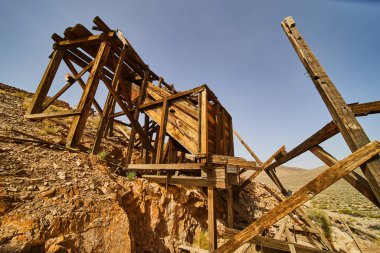 Image of Up close view of abandoned mining equipment in Death Valley desert