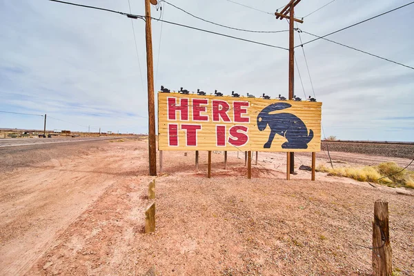 Image of View of Here It Is Jack Rabbit Trading Post ad on Route 66