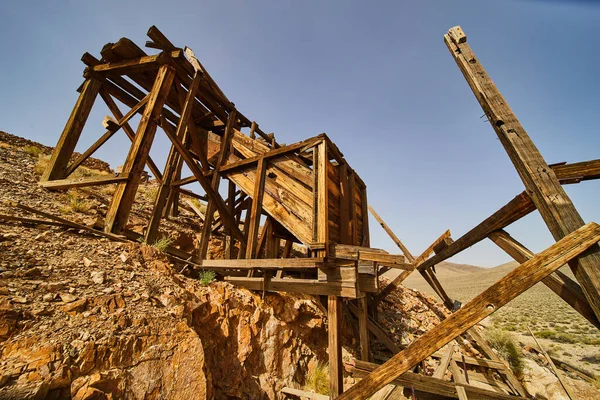 Image Close View Abandoned Mining Equipment Death Valley Desert — Foto de Stock