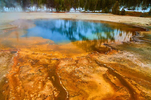 Image Vibrant Pools Color Basin Yellowstone Winter — Foto de Stock