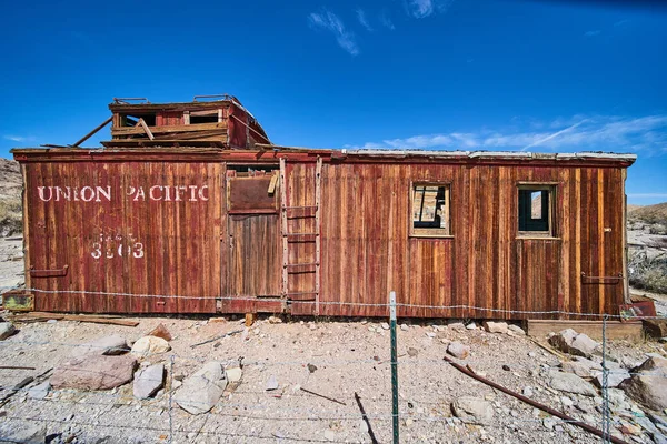 Imagem Carrinho Comboio Cheio Union Pacific Abandonado Cidade Fantasma — Fotografia de Stock