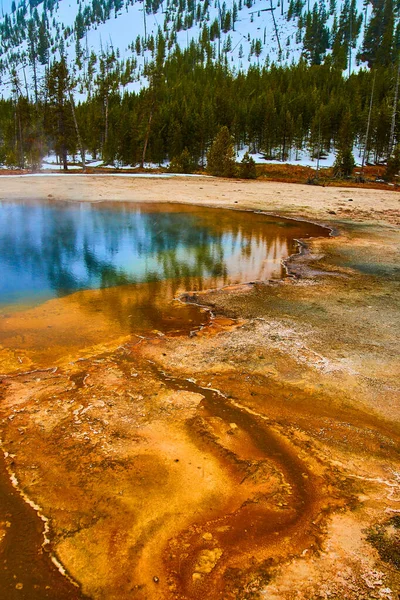 Image Winter Yellowstone Vibrant Colorful Acidic Pools — Fotografia de Stock