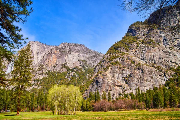 Image Yosemite Valley Cliffs Peaceful Valley Floor — Foto de Stock