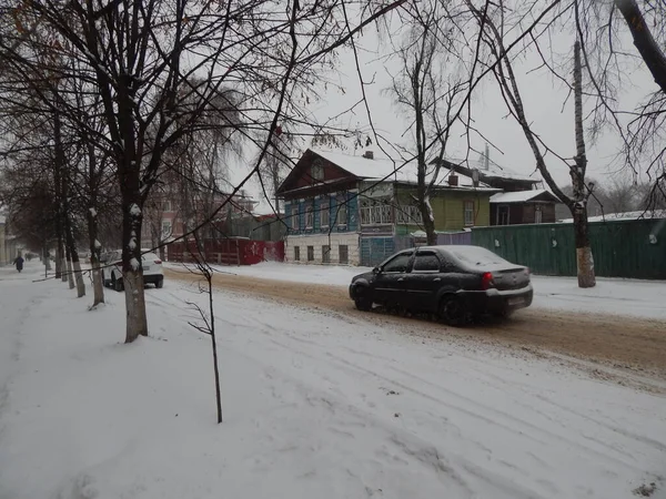 Winter Snow Covered Impassable Street City — Stockfoto