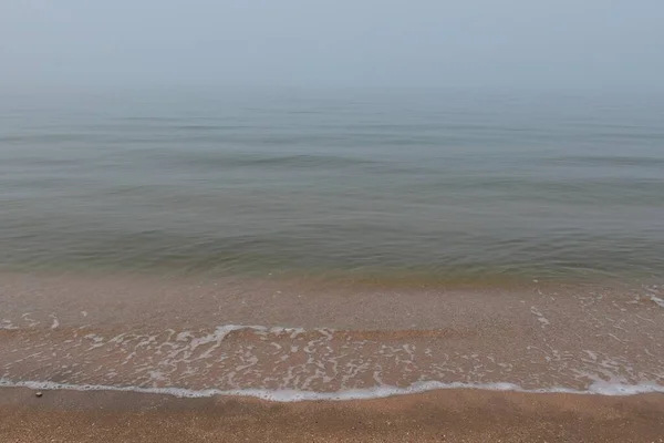 Nebliger Morgen Muschelstrand Des Asowschen Meeres Winter — Stockfoto