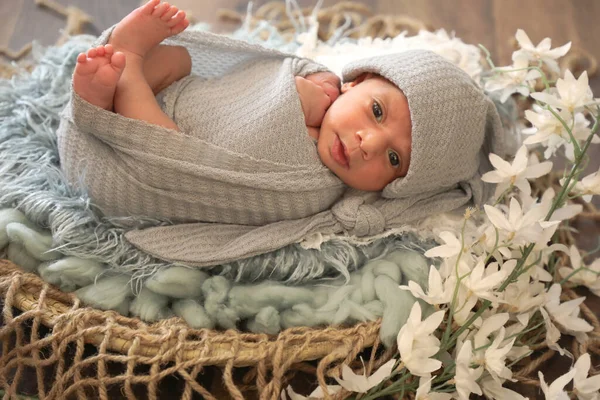 Months Old Little Sweet Arab Muslim Girl Laying Posing Comfy — Stock Photo, Image