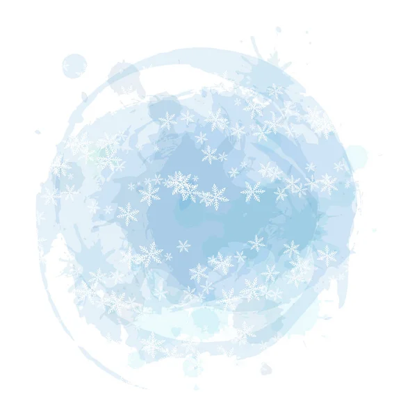 Hello Winter 2022 Winter Vector Illustration Blue Watercolor Background Snowflakes — Stock Vector