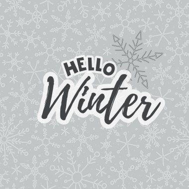 Merhaba Kış 2022. Kar taneleriyle mektup. Kış vektör illüstrasyonu.
