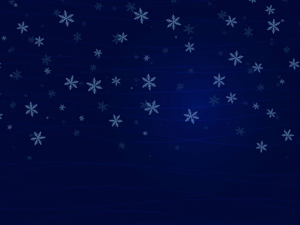 Nevicate Uno Sfondo Blu Scuro Fiocchi Neve Cadono Notte Illustrazione — Vettoriale Stock