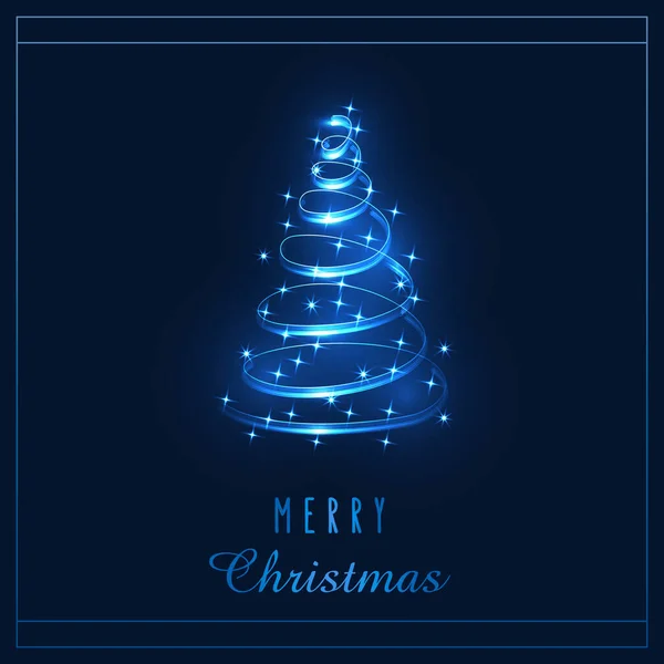 Arbre Noël Magique Brillant Des Lumières Bleues Scintillantes Joyeux Noël — Image vectorielle