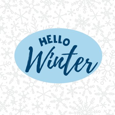 Merhaba Kış 2022. Kar taneleriyle mektup. Kış vektör illüstrasyonu.