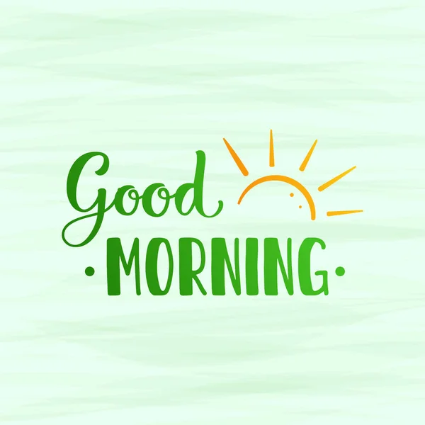 Guten Morgen Briefe Mit Dem Sonnenaufgang Grüne Wörter Mit Der — Stockvektor