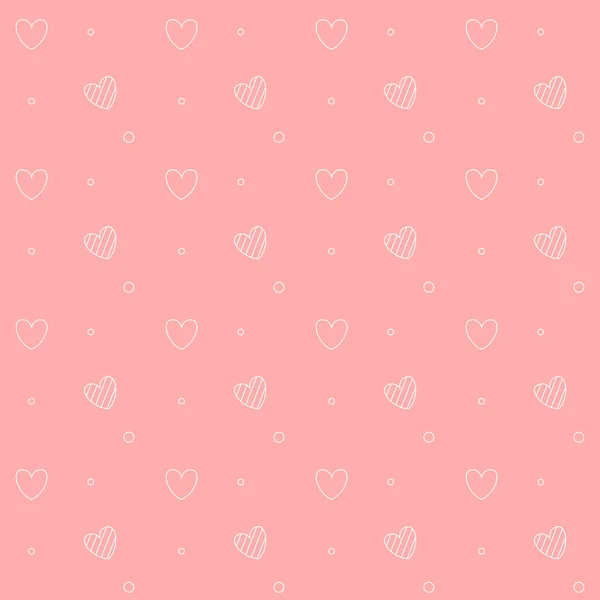 Romantic Seamless Pattern Heart Happy Valentine Day White Outline Hearts — Stock Vector