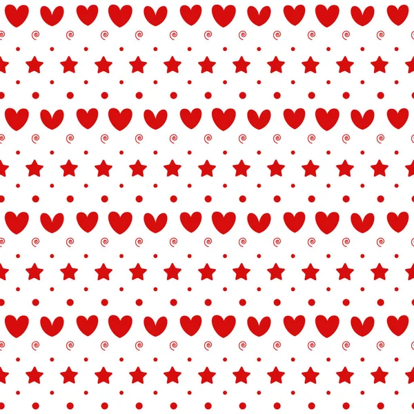 Романтичний Безшовний Шаблон Серцем Днем Святого Валентина Червоні Серця Крапки — стоковий вектор