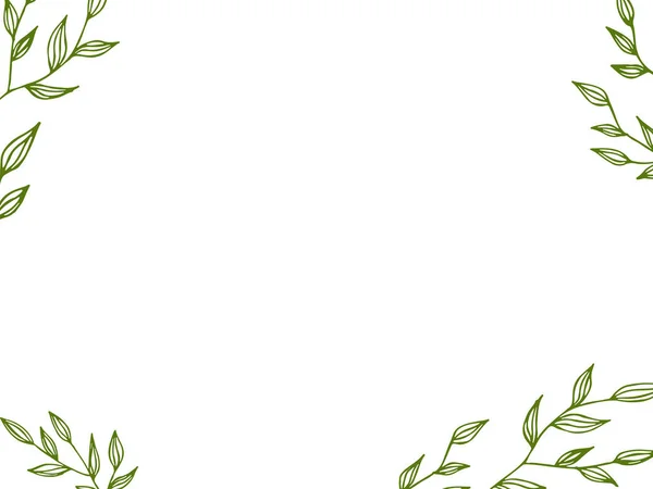 春のレタリング 白を基調とした質感のベクトルイラスト 緑の枝と葉のフレーム — ストックベクタ