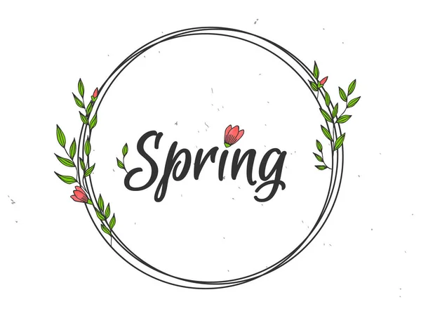 Schriftzug Frühling Vektorillustration Mit Textur Auf Weißem Hintergrund Ein Rahmen — Stockvektor