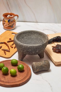 Tablo malzemelerle hazırlamak hazır boş molcajete