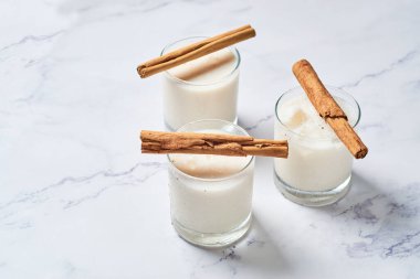 Delicious horchata drink in crystal glasses. 