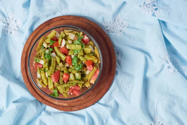 Mexikansk Nopalkaktussallad Tropisk Vegansk Mexikansk Mat Ovanifrån Stockfoto