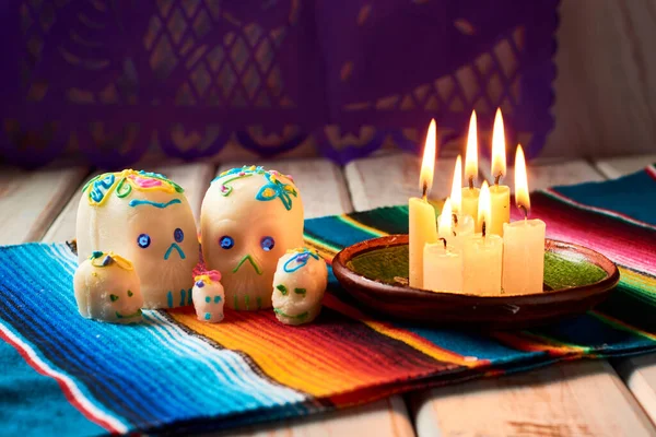 Czaszki Cukru Lub Calaveritas Ołtarzu Zmarłych Meksykańska Tradycja Dia Muertos Obraz Stockowy