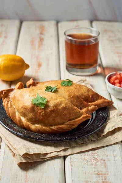 Traditional Argentinian Baked Empanadas Wooden Table — Stock Photo, Image