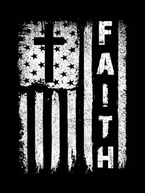 Faith US grunge bayrağı Hıristiyan tişörtü tasarımı