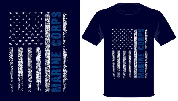 Marine Corps Usa Grunge Flag Marine Corps Tshirt Design — Stock Vector