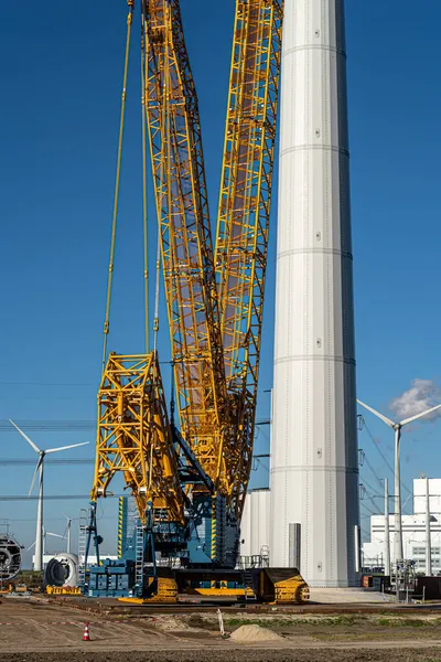 Новые Ветряные Турбины Строятся Нидерландах Период Перехода Энергетике — стоковое фото