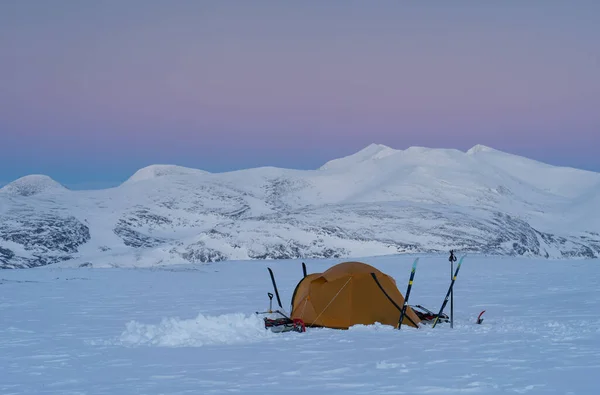 Tent Snow Wintertrip Famous Kungsleden Sweden — Foto Stock