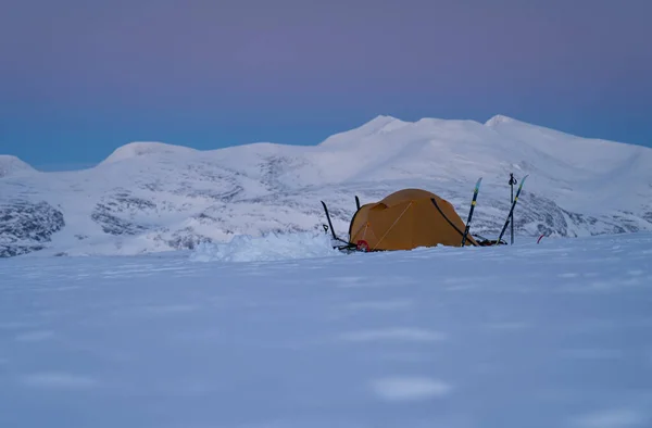 Tent Snow Wintertrip Famous Kungsleden Sweden — Foto Stock