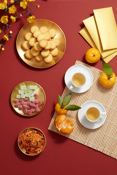 Chiński Nowy Rok Wakacje Mandarynek Pomarańczowy Cukierek Dżem Smażone Czajniczek — Zdjęcie stockowe