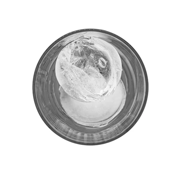 Черно Белый Вид Сверху Фотография Прозрачного Стекла Двумя Круглыми Кубиками — стоковое фото