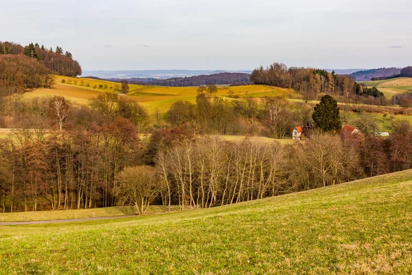 Escena Rural Con Colinas Valles Árboles Arbustos Con Buenas Vistas — Foto de Stock