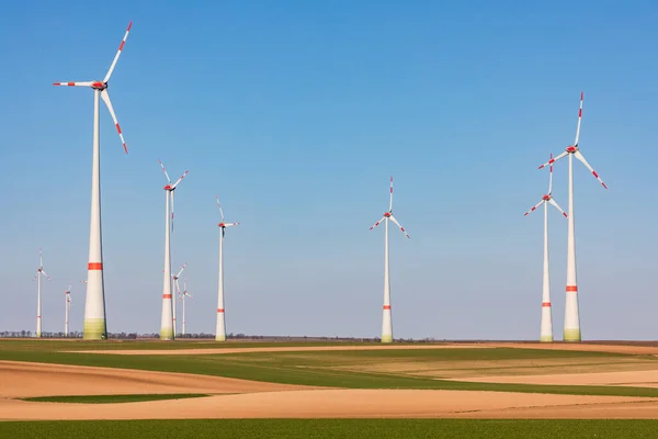Massive Towers Wind Farm Dominate Rural Landscape Germany — Stock Photo, Image