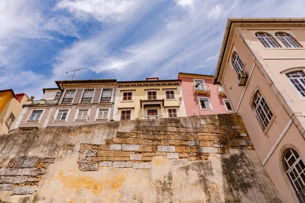 Looking City Walls Quaint Houses Historic City Coimbra Portugal — Foto Stock