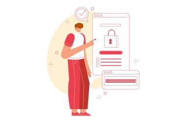 E-ticaret Illustration Paket Hesap Güvenliği
