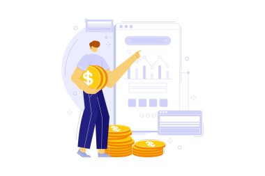 Finansal planlama mobil uygulamaları düz resimleme