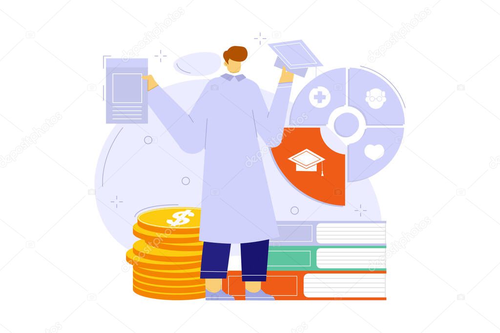 Financial planning for study flat illustration