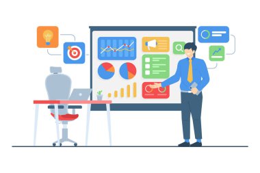 İş hedefleri sunum karakter illüstrasyonu