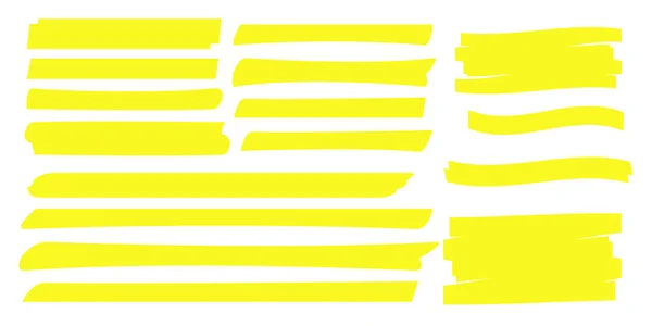 Yellow Highlighter Marker Strokes Gelbes Aquarell Handgezeichnetes Highlight — Stockvektor