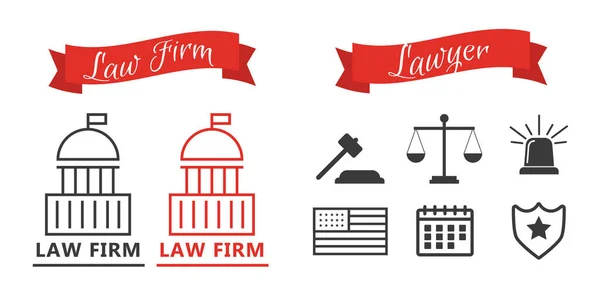 Business Policies Icons Lawyer Icons Flat Style — Stock Vector