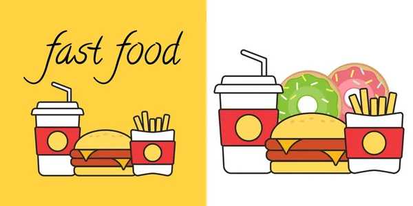 Burger Icoon Vector Fastfood Vector Illustratie — Stockvector