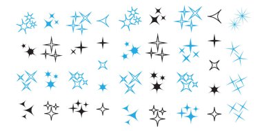 Siyah parıltılar, parlayan ışık efekti yıldızları. parıltı vektörü