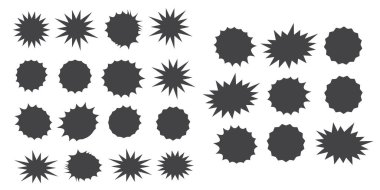 Patlayan konuşma yıldızı seti. Yıldız patlaması izole simgeleri ayarlandı