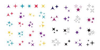 Vektör ışıltı simgesi ayarlandı. Yıldız ögesi