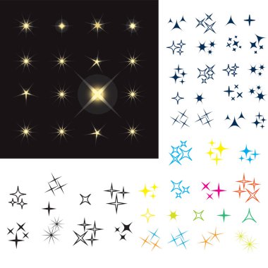 Vektör ışıltı simgesi ayarlandı. Yıldız ögesi