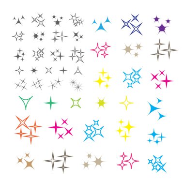 Parıltı, parıldayan ışık yıldızları ve patlamaları etkiler. Parlak havai fişek, dekorasyon pırıltısı, parlak ışık