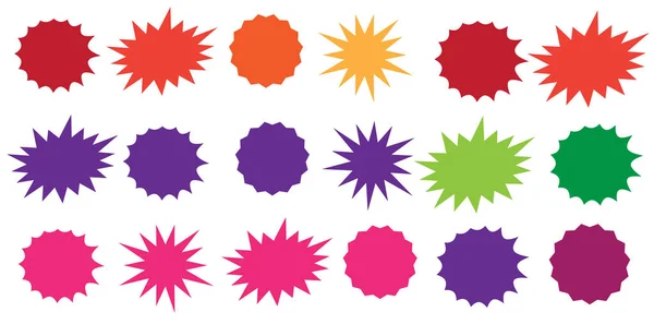 Vector Sterrensprong Zonnestraal Badges Starburst Geïsoleerde Pictogrammen Ingesteld — Stockvector