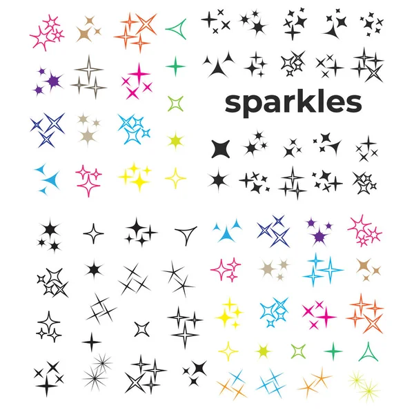 Black Sparkles Glowing Light Effect Stars Bursts Vector Set Bright — Stock Vector