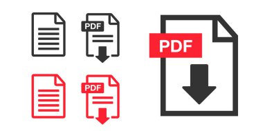 PDF dosya indirme simgesi. Belge metni, sembol ağı. Belge simgesi ayarlandı